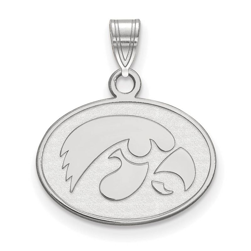 10k White Gold U. Of Iowa Small Oval Mascot Pendant